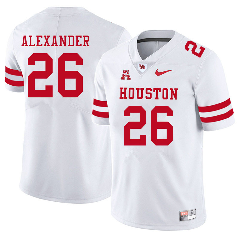 Men #26 Moses Alexander Houston Cougars College Football Jerseys Sale-White - Click Image to Close